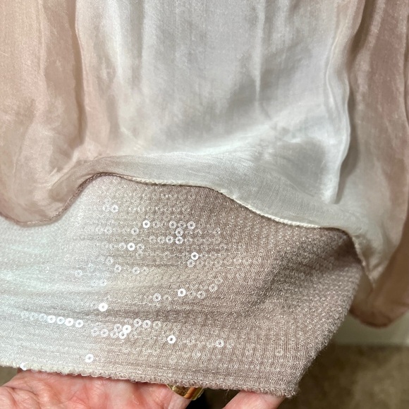 Womens Silk Blouse size S Boho Romantic Feminine Sequins Ethereal Fairy shirt - Picture 11 of 11